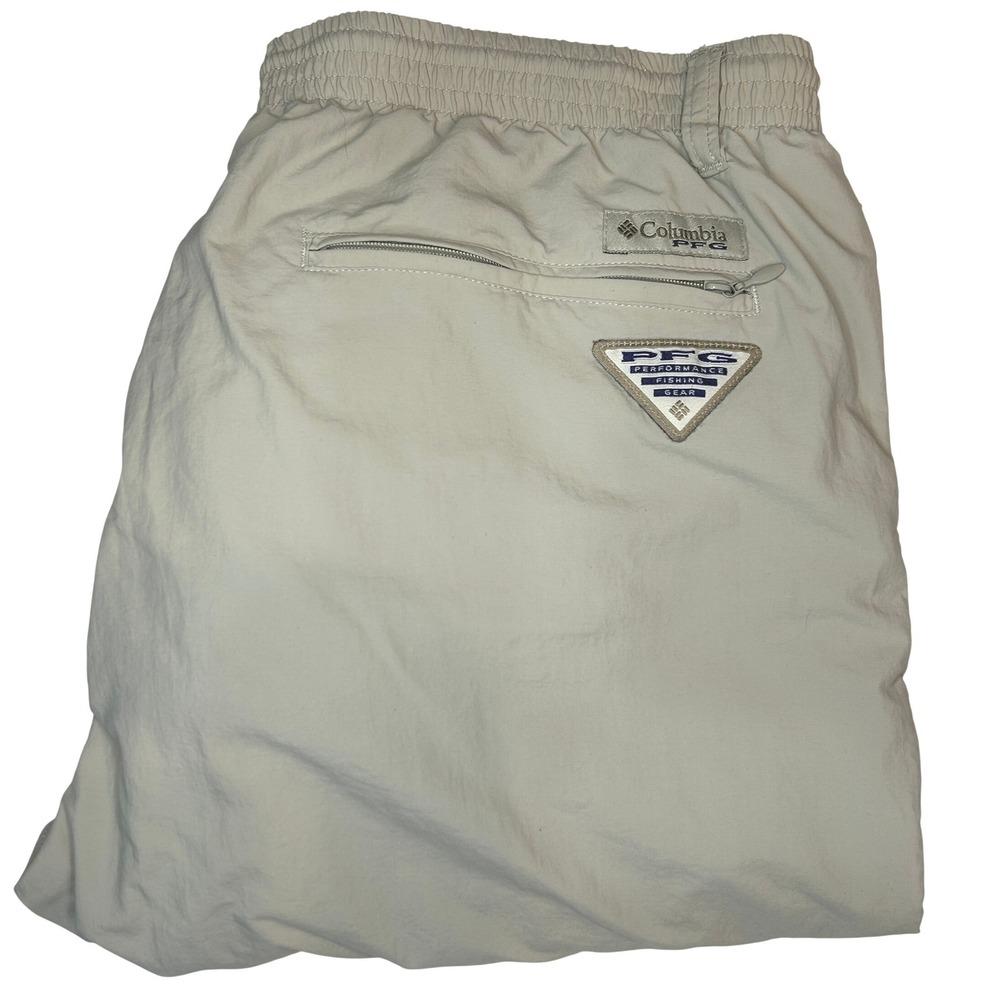 Columbia PFG Convertible Pants Large Mens Tan Zip Off Cargo Fishing 34x32